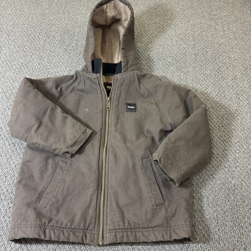 Walls Tough Wear Sherpa Lined Jacket Hood Camo Boys Zip Kids Grow System Small